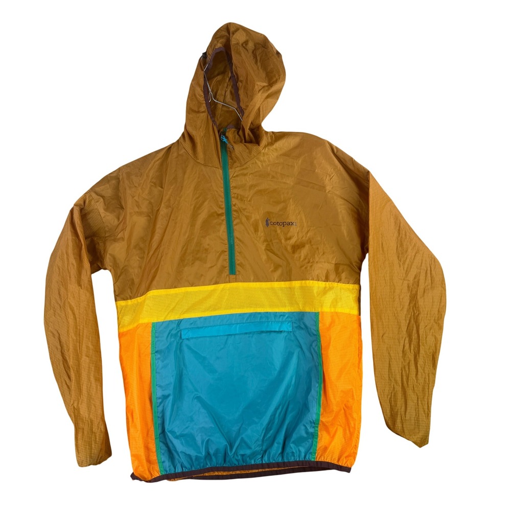 Cotopaxi Teca Half-Zip Windbreaker Mens Medium Brown Yellow Teal Colorblock 9648